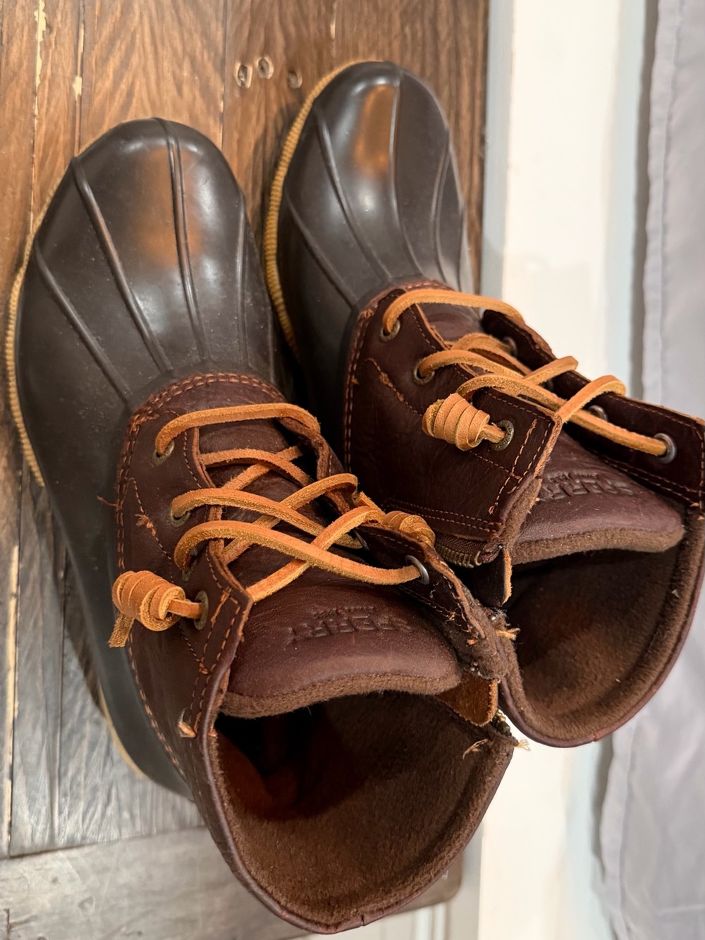 Sperry Brown Duck Boots with Tan Laces